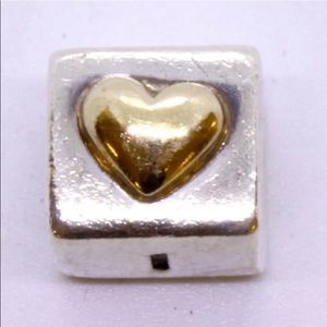Authentic Pandora Retired Sterling Silver/14k Gold “I Love You” Block Charm